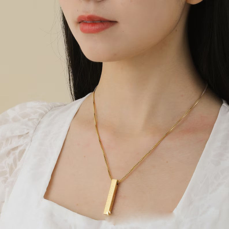 Religious Islam Muslim Arabic Pillar Carved Stainless Steel Pendant Fashion Jewelry Necklace celestejewels
