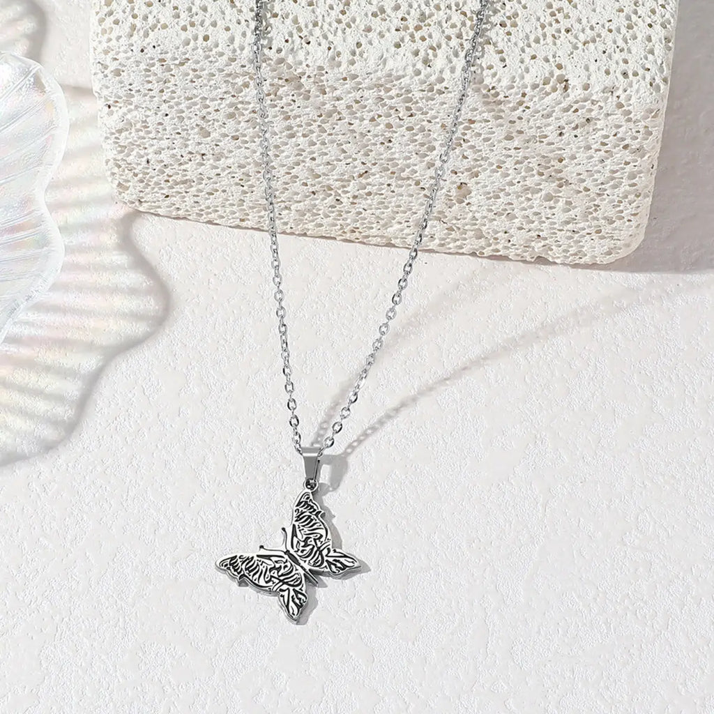 Amulet Butterfly Islamic Muslim Stainless Steel Eid Pendant Fashion Jewelry Necklace Women celestejewels