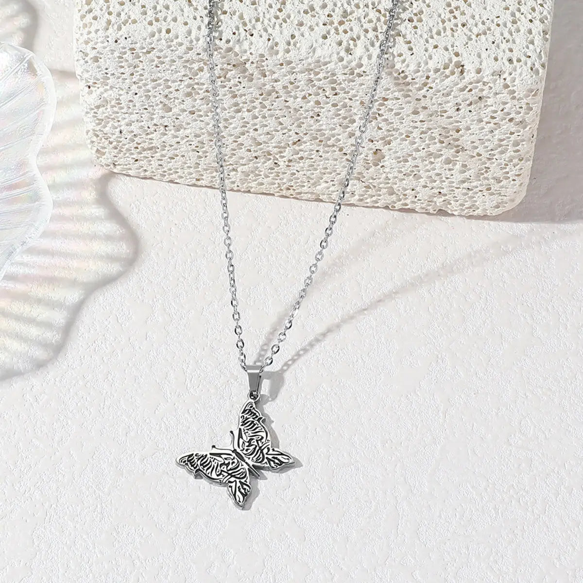 Amulet Butterfly Islamic Muslim Stainless Steel Eid Pendant Fashion Jewelry Necklace Women celestejewels