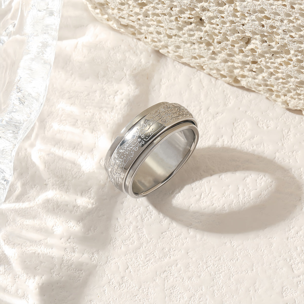 Rotatable Allah Arabic Muslim Religious Islam Waterproof Stainless Steel Non Anti Tarnish Jewelry Rings celestejewels