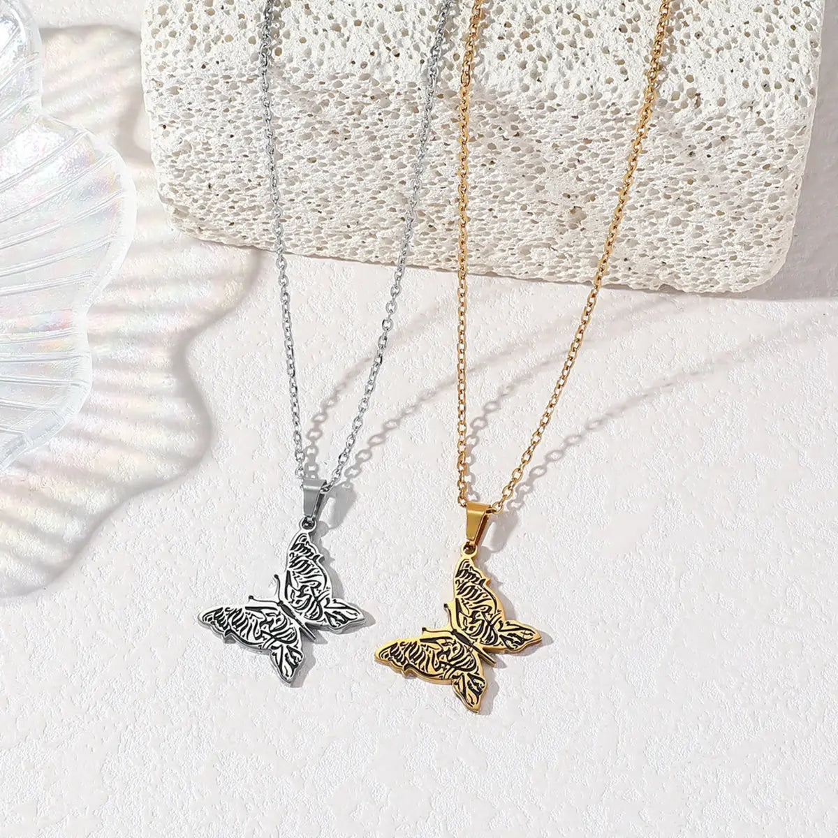 Amulet Butterfly Islamic Muslim Stainless Steel Eid Pendant Fashion Jewelry Necklace Women celestejewels