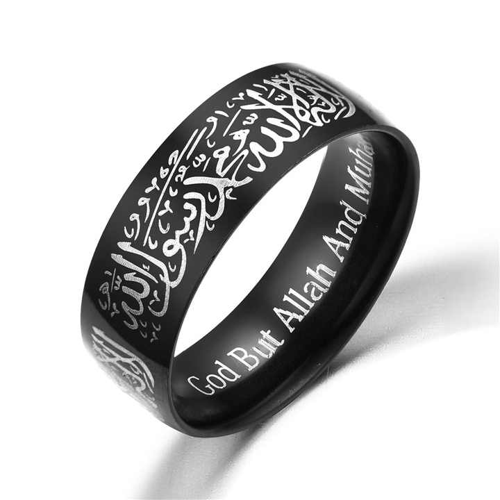 Religious Arab Allah Muslim Islam Waterproof  Titanium Stainless Steel Fashion Jewelry Rings Non Tarnish for Men Male celestejewels