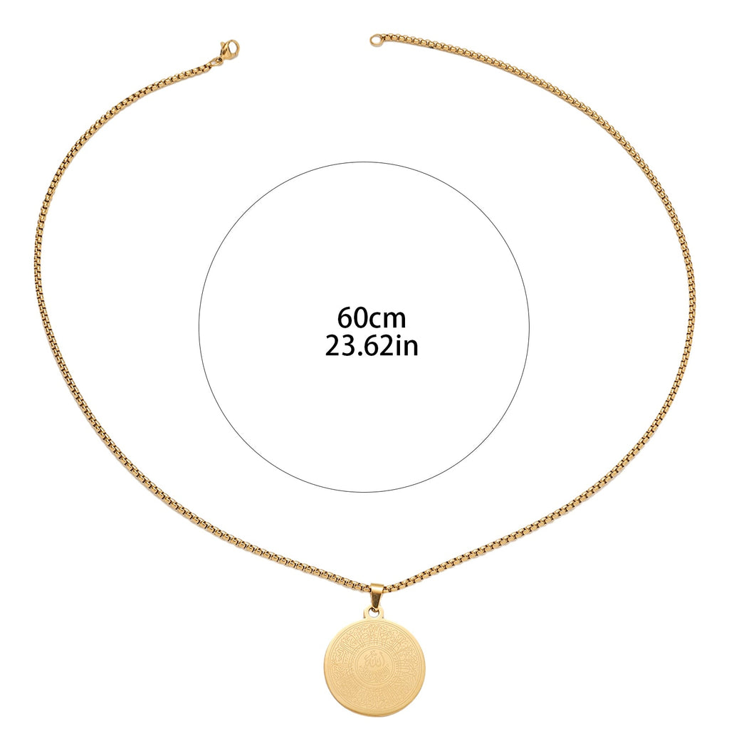 Ayatul Kursi Islamic Eid Arabic Muslim Allah Standard Inscription Waterproof Stainless Steel Fashion Jewelry Necklaces celestejewels