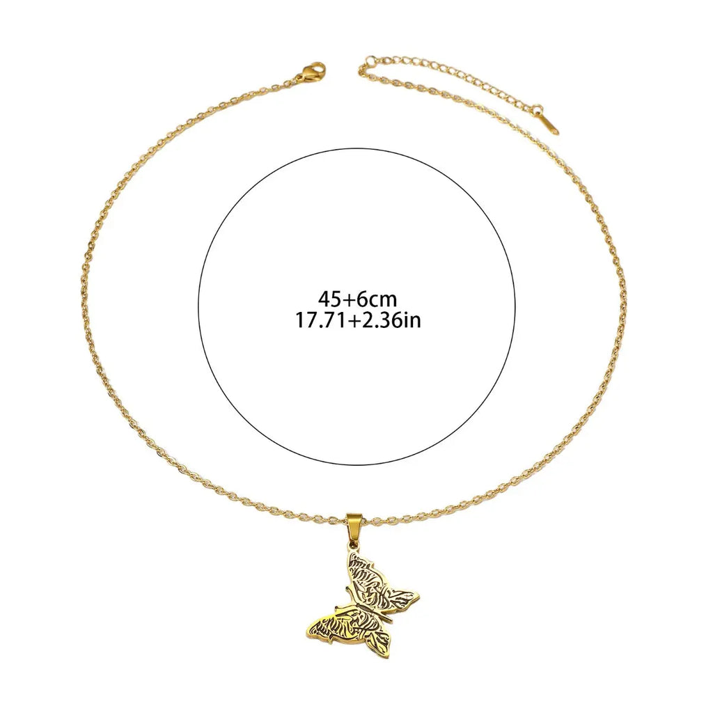 Amulet Butterfly Islamic Muslim Stainless Steel Eid Pendant Fashion Jewelry Necklace Women celestejewels